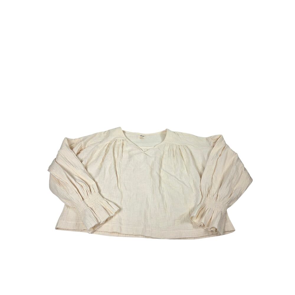 Altair Cream Oversized Balloon Sleeve V Neck Long Sleeve Top Boxy Fit Medium